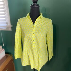 Lands' End Yellow Patterned Blouse
